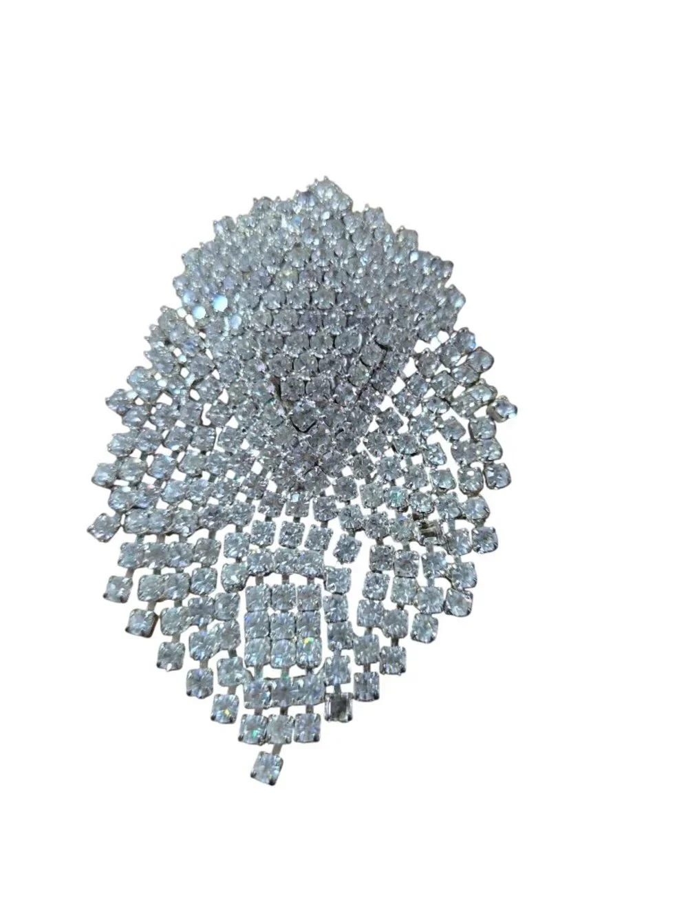 Vintage Silvertone Large Articulated Waterfall Rhinestone Brooch 3